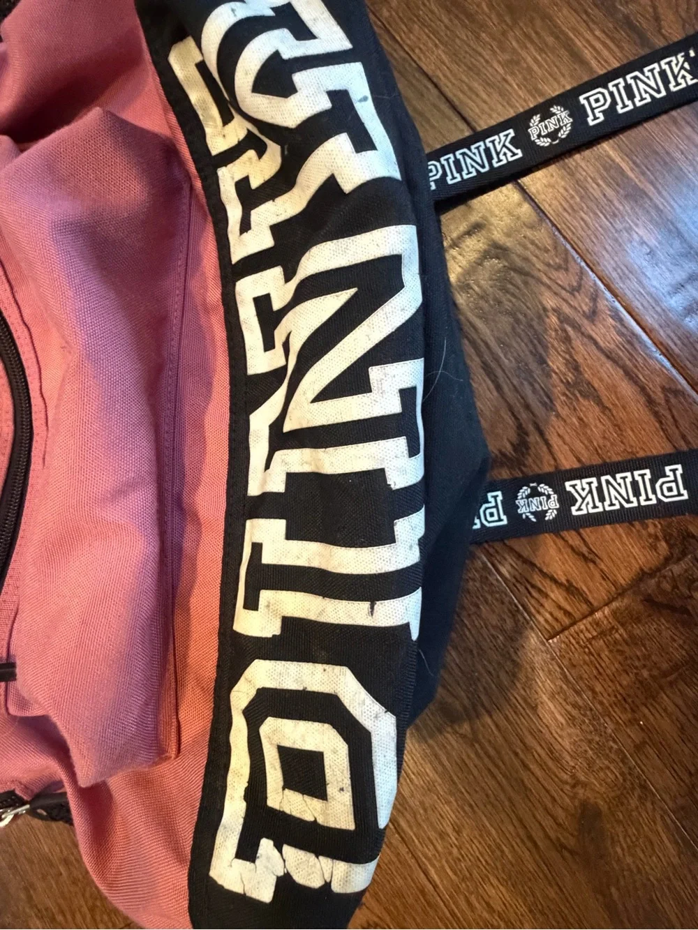 PINK Victoria's Secret Pink Canvas Backpack with Black Bottom and Trim